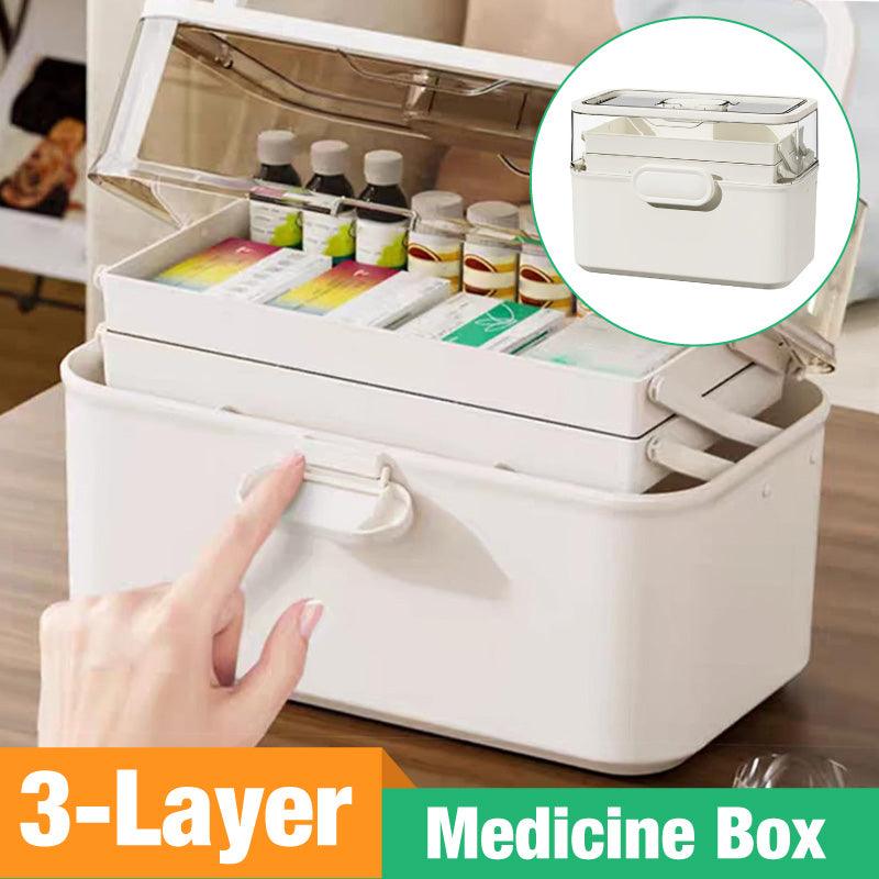 V528-ROLLING-38CM-281249-202509251410-00 Large Capacity 3 Layer Medicine Box Family Medical Storage Case First Aid Supply - Image 1