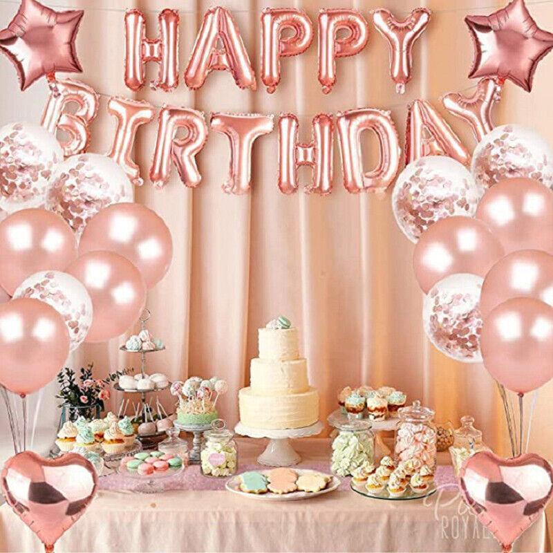 V528-ROSEGOLDBALLOON-749621-202509251405-00 Rose Gold Birthday Balloon Party Decoration Set with Confetti Latex Foil Curtain - Image 1