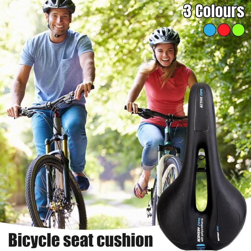 V528-SADDLE-BLUE-515910-202510010254-00 MTB Saddle Hollow Comfort Bicycle Seat Universal Cushion Soft Riding Saddle - Blue - Image 1