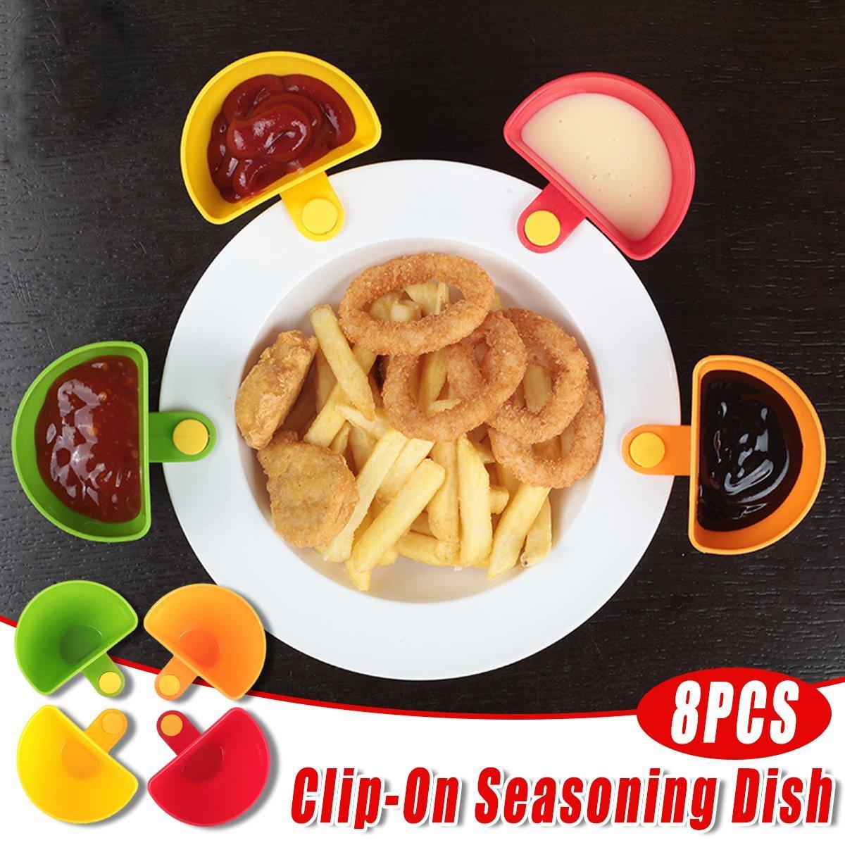 V528-SAUCE-DISH-8PCS-132854-202509291818-00 8PCS Plastic Salad Dressing Box Set Double Clip Bowl Snack Container with Spoon - Image 1