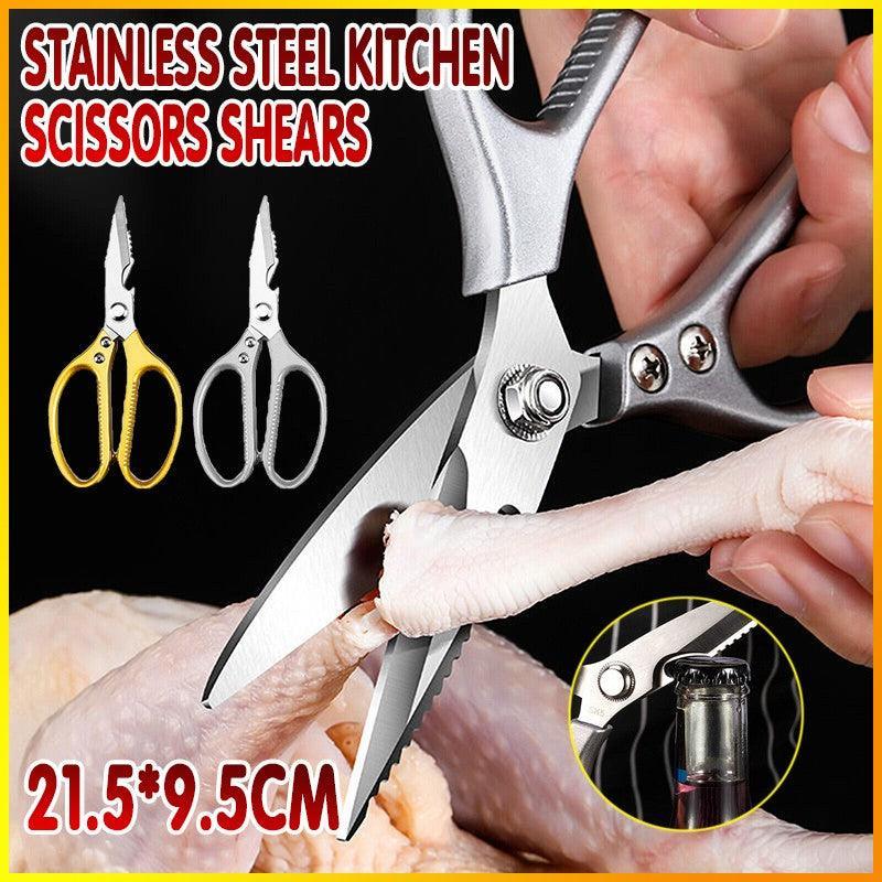 V528-SCISSORS-SILVER-2PCS-95083-202510011009-00 2X Japanese Heavy Duty Stainless Steel Kitchen Scissors Shears Fish Chicken Bone - 2pcs Silver - Image 1