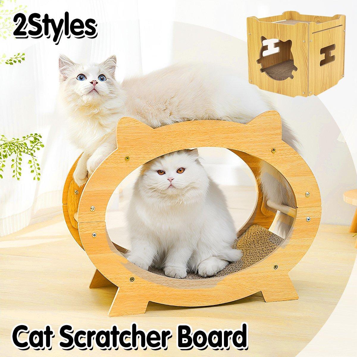 V528-SCRATCH-BOARD-TYX-401291-1-202509301136-00 Durable Cat Scratcher Lounge Corrugated Scratching Wood Board - Oval - Image 1