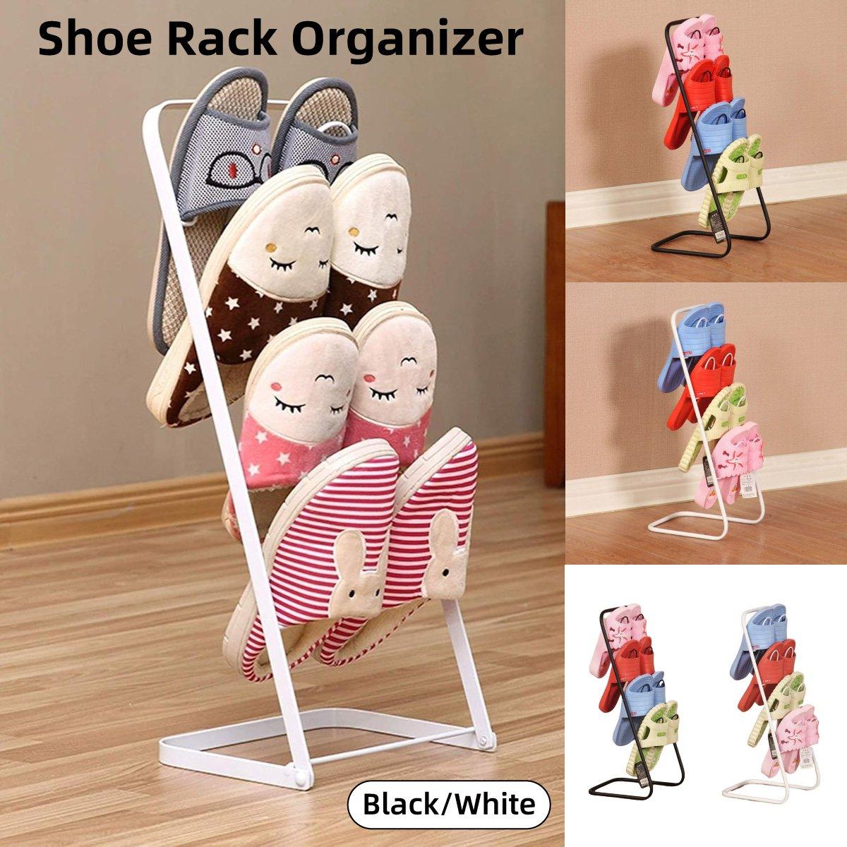 V528-SHOE-RACK-BLACK-598361-202509302018-00 Simple Multi Layer Slipper Storage Rack Organizer for Home Closet Shoe Organizer - Black - Image 1
