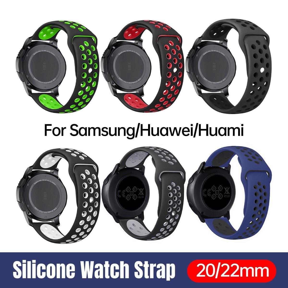 V528-SILICONE-STRAP-22MM-GREY-566231-202510010718-00 22mm 20mm Silicone Sports Watch Band for Samsung Huawei Huami Two-Tone Strap - 22mm-Grey - Image 1