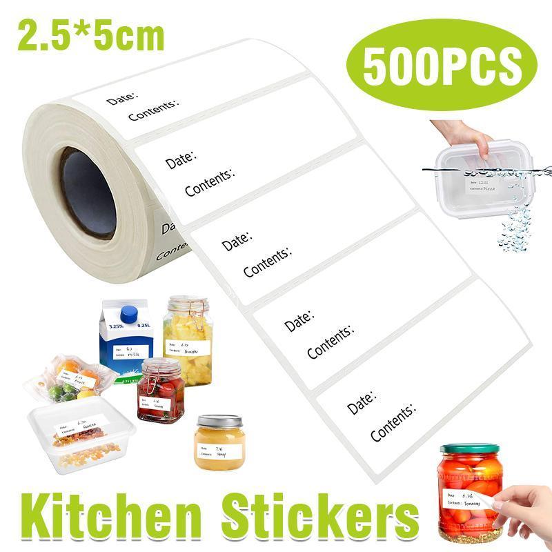 V528-SM00460-2-5-5CM-120478-202509251610-00 500PCS Kitchen Stickers Refrigerator Freezer Food Storage Date Content Labels - Image 1