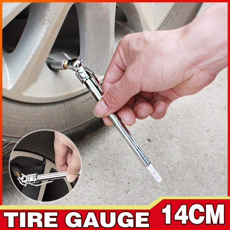 V528-SM00558-SILVER-695988-202509251525-00 14cm Stainless Steel Pencil Tyre Pressure Gauge 5-50 PSI Manual Tester - Image 1