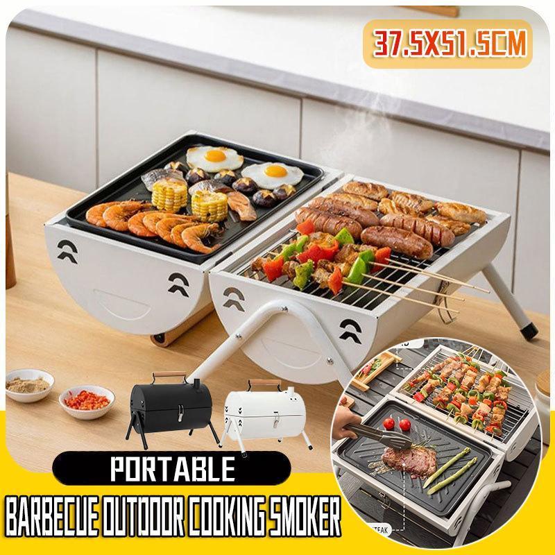 V528-SM00597-BLACK-636075-202509301127-00 Grillz Charcoal BBQ Portable Grill Camping Barbecue Outdoor Cooking Smoker - Black - Image 1