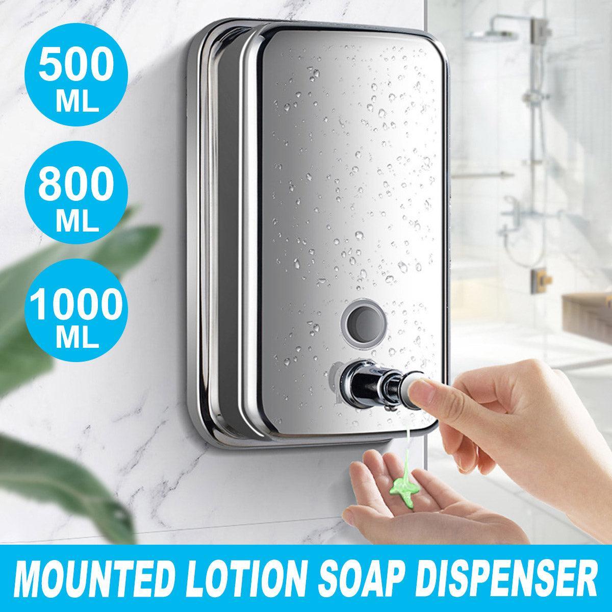 V528-SOAP-DISPENSER-800ML-982576-202510010227-00 Stainless Steel Wall Mounted Soap Dispenser Hotel Bathroom Sanitizer Bottle - 800ML - Image 1