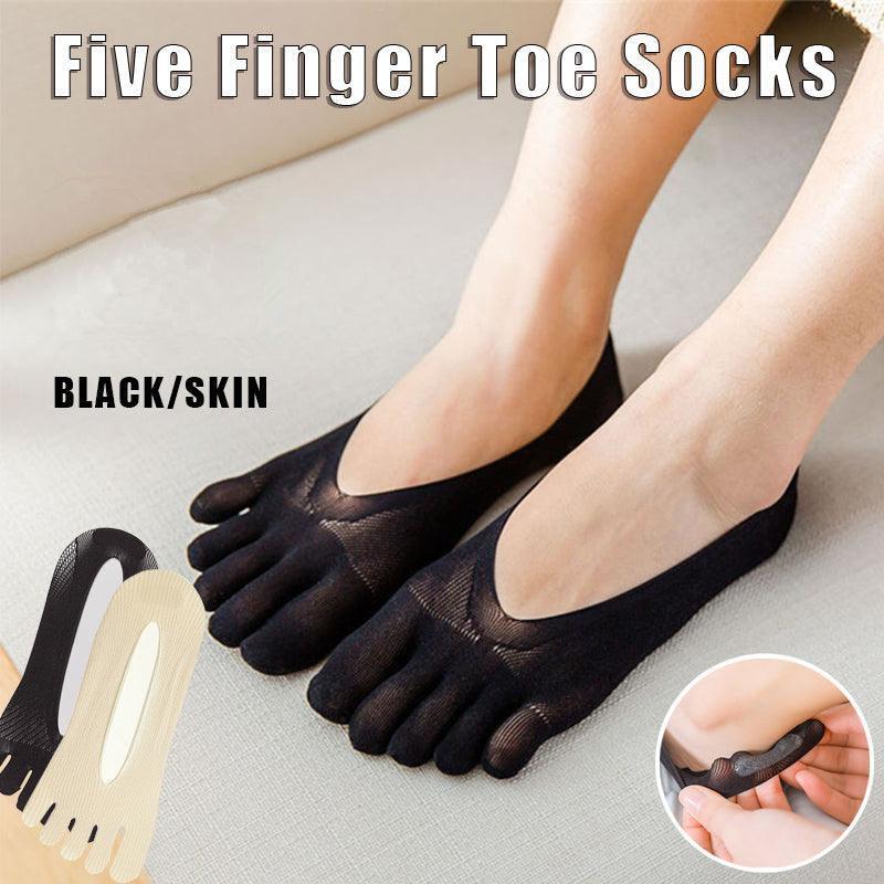 V528-SOCKS-BLACK-6PAIRS-175273-202509302245-00 Five Finger Toe Socks Women Invisible Ankle Cut No Show Liner Low Cut Packs - Black 6 Pairs - Image 1