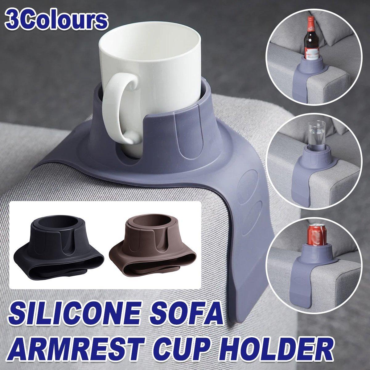 V528-SOFA-ARMREST-COFFEE-743758-202509301636-00 Couch Cup Holder Silicone Drink Coaster Tray Sofa Armrest Stand Car Cup Holder - Coffee - Image 1