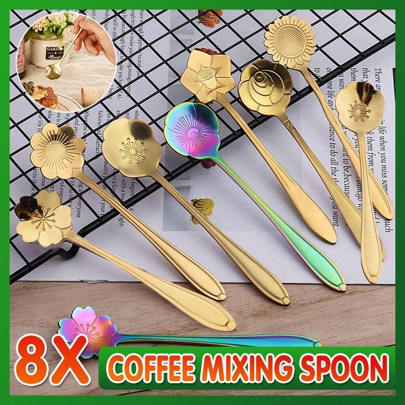 V528-SPOON-GOLD-8PCS-94747-202509291710-00 8X Spoon Long Handle Dessert Tea Coffee Mixing Spoon Stainless Steel Teaspoon - Gold - Image 1