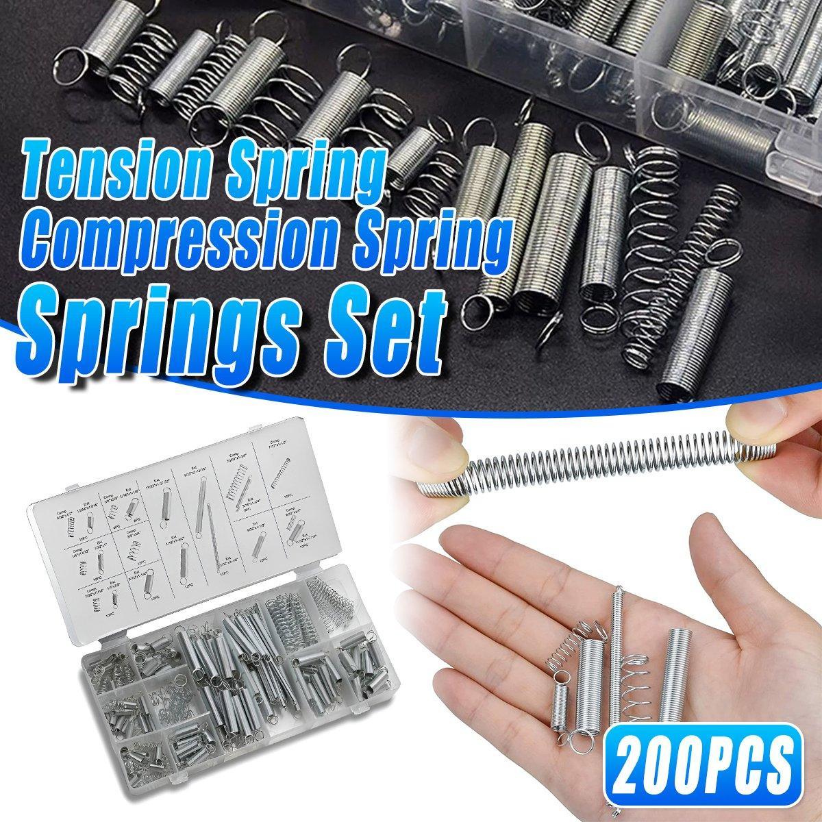 V528-SPRING-SLEEVE-426153-202509251431-00 200PCS Tension Compression Springs Assortment DIY Projects Repair Tools - Image 1