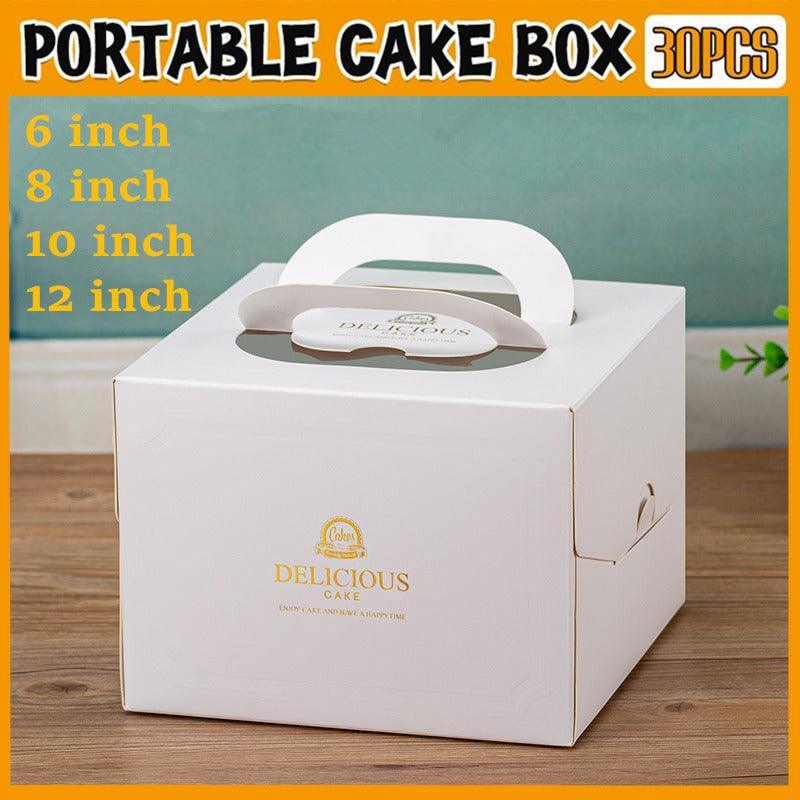 V528-SQ224-DGH-WHITE-12C-30PCS-595762-202510010745-00 30PCS White Portable Cake Boxes Display Window Packing Case Party with Handle Birthday - 12 inch - Image 1