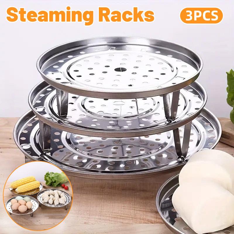 V528-STEAMER-3PCS-462543-202509291754-00 3pcs Stainless Steel Steamer Basket Steamer Tray Rack Waterproof Steam Cooking - Image 1