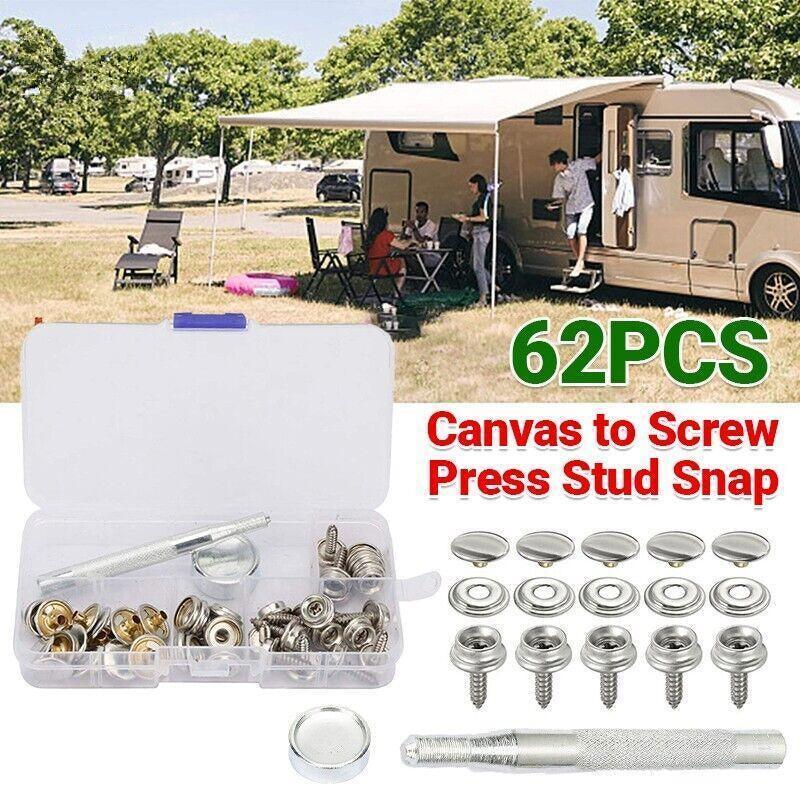 V528-STEELSNAP-62PCS-878965-202509291436-00 62Pcs Canvas Snap Fastener Kit with Stainless Screws and Tools for Marine Tent Cover - Image 1