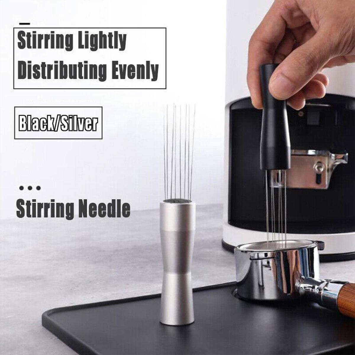 V528-STIRRINGTOOL-SILVER-849501-202509302046-00 Stainless Steel Coffee Distributor Needle Espresso Stirring Tool Powder Tamper - Silver - Image 1