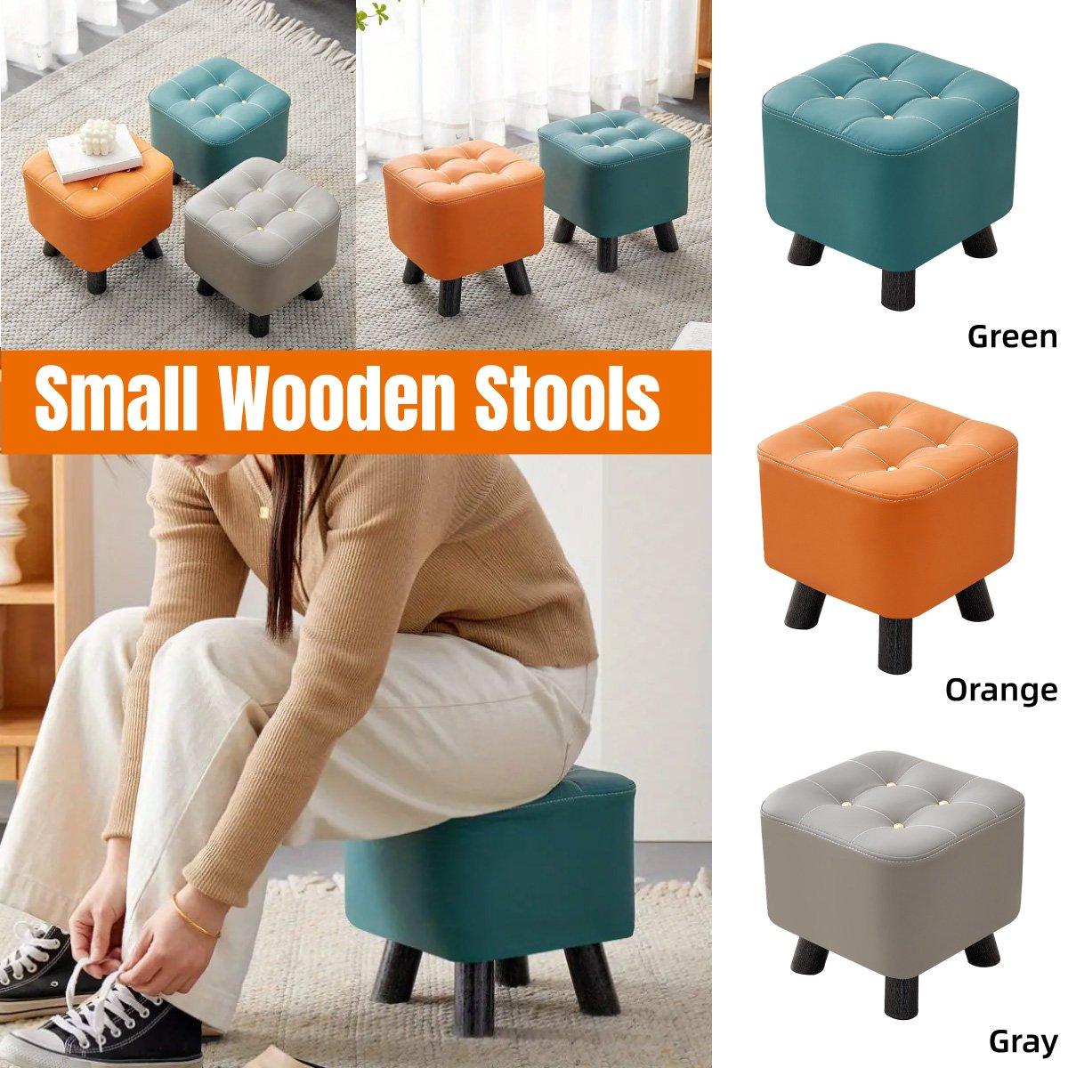 V528-STOOL-GREEN-557359-202509301345-00 Small Stool Household Sofa Stool Shoes Changing Low Seat for Bedroom and Living - Green - Image 1