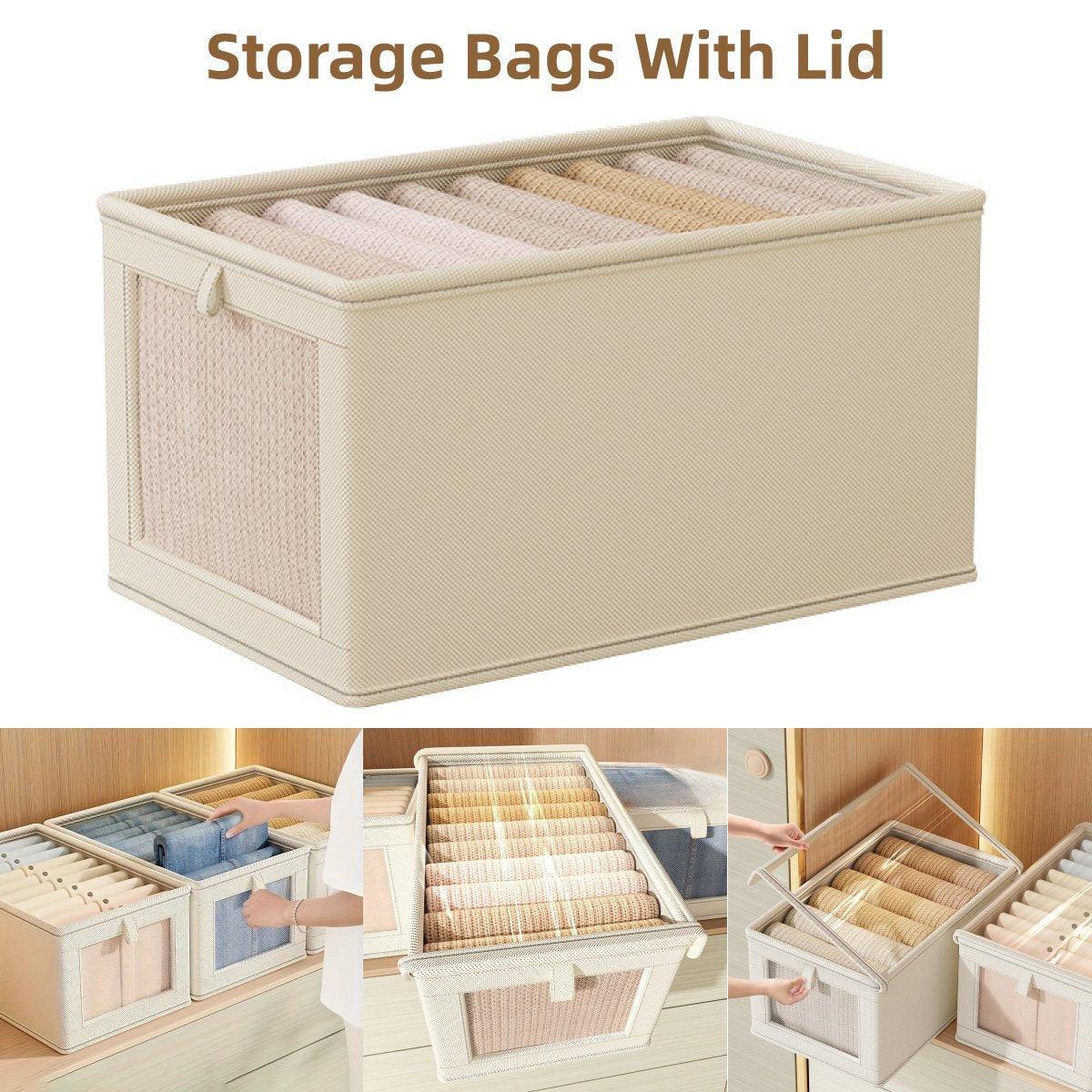 V528-STORAGE-BOX-492609-202509251316-00 Dustproof Wardrobe Storage Box with Lid Large Clothes Organiser Container - Image 1