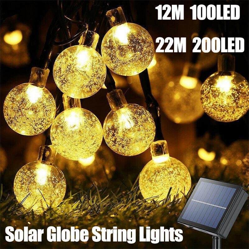 V528-STRINGLIGHTS-22M-4669721-202510011136-00 100/200Led Solar Globe String Lights Fairy Festoon Outdoor Party Decor - 22M 200LED - Image 1