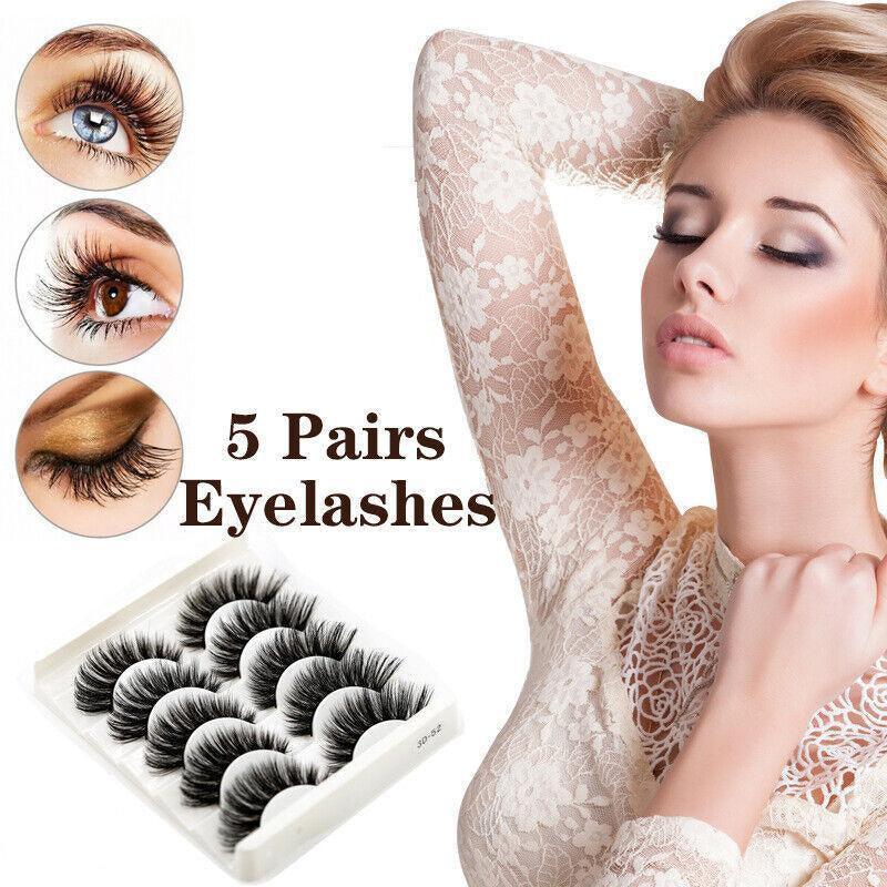 V528-STYLE-3D-5565909-202510010136-00 5 Pairs 3D Thick Mink Fake False Eyelashes Natural Long Wispy Makeup Lashes Au - 3D-55 - Image 1