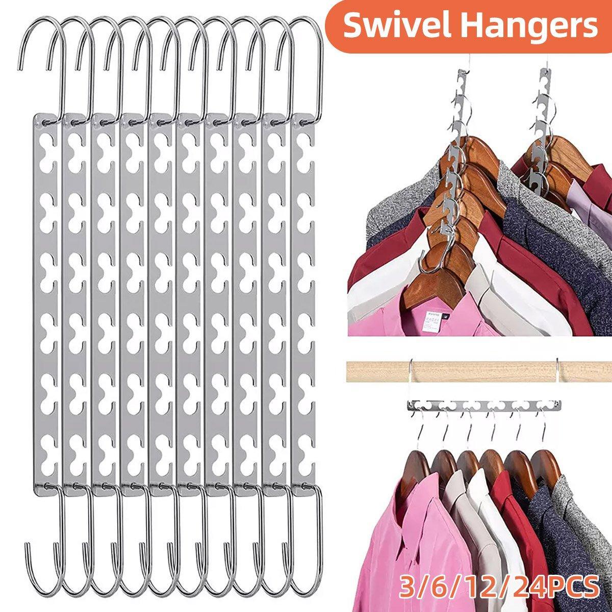 V528-SWIVEL-HANGERS-6PCS-798139-202509301618-00 Clothes Hanger Space Saving Hook Folding Wardrobe Multipurpose Rack Coat Pants - 6PCS - Image 1