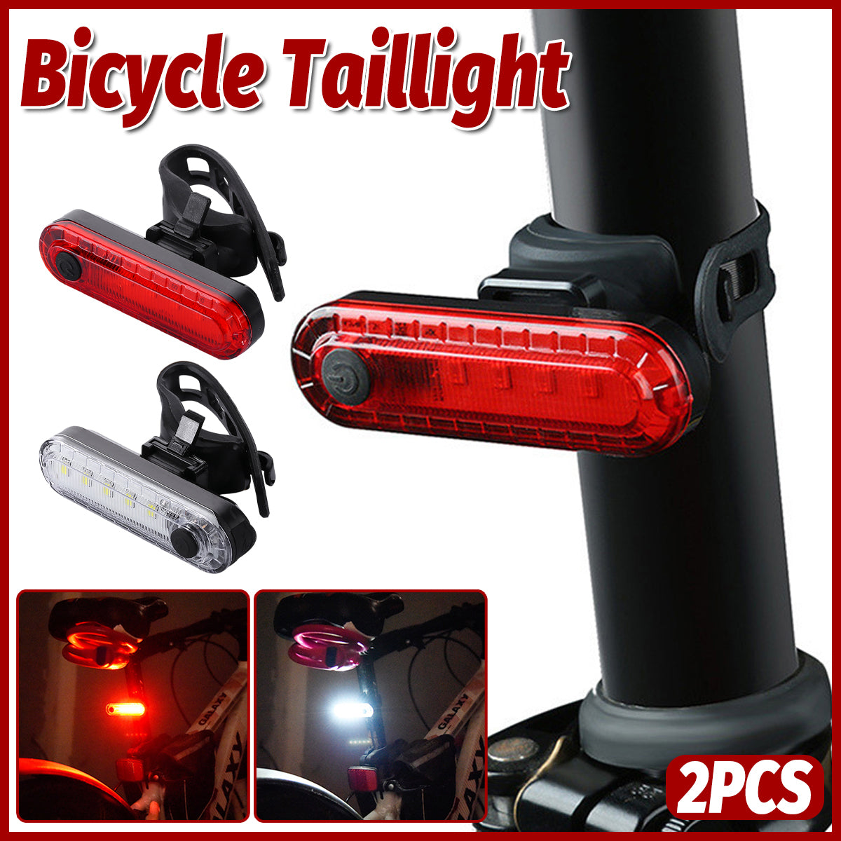 V528-TAILLIGHT-2PCS-360658-202509251654-00 2PCS Bike Rear Tail Light USB Rechargeable Cycling Flashers Blinking - Image 1