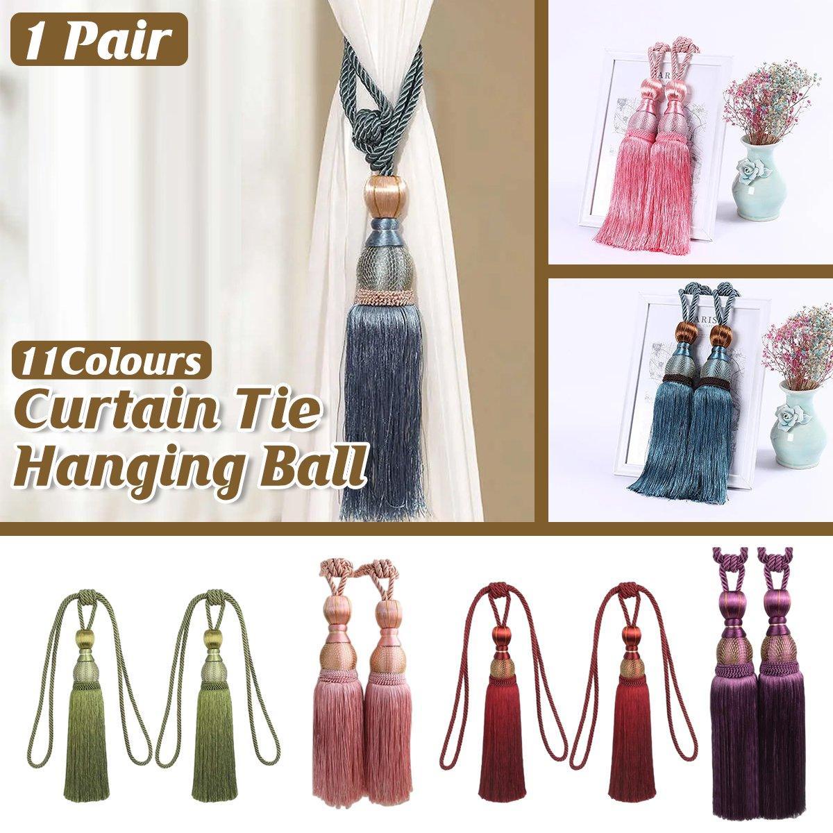 V528-TASSELBALL-2PCS-PURPLISH-RED-413425-202510011036-00 1pair Curtain Tiebacks Hanging Balls Tassel Rope Decorative Curtain Holders - Purplish Red - Image 1
