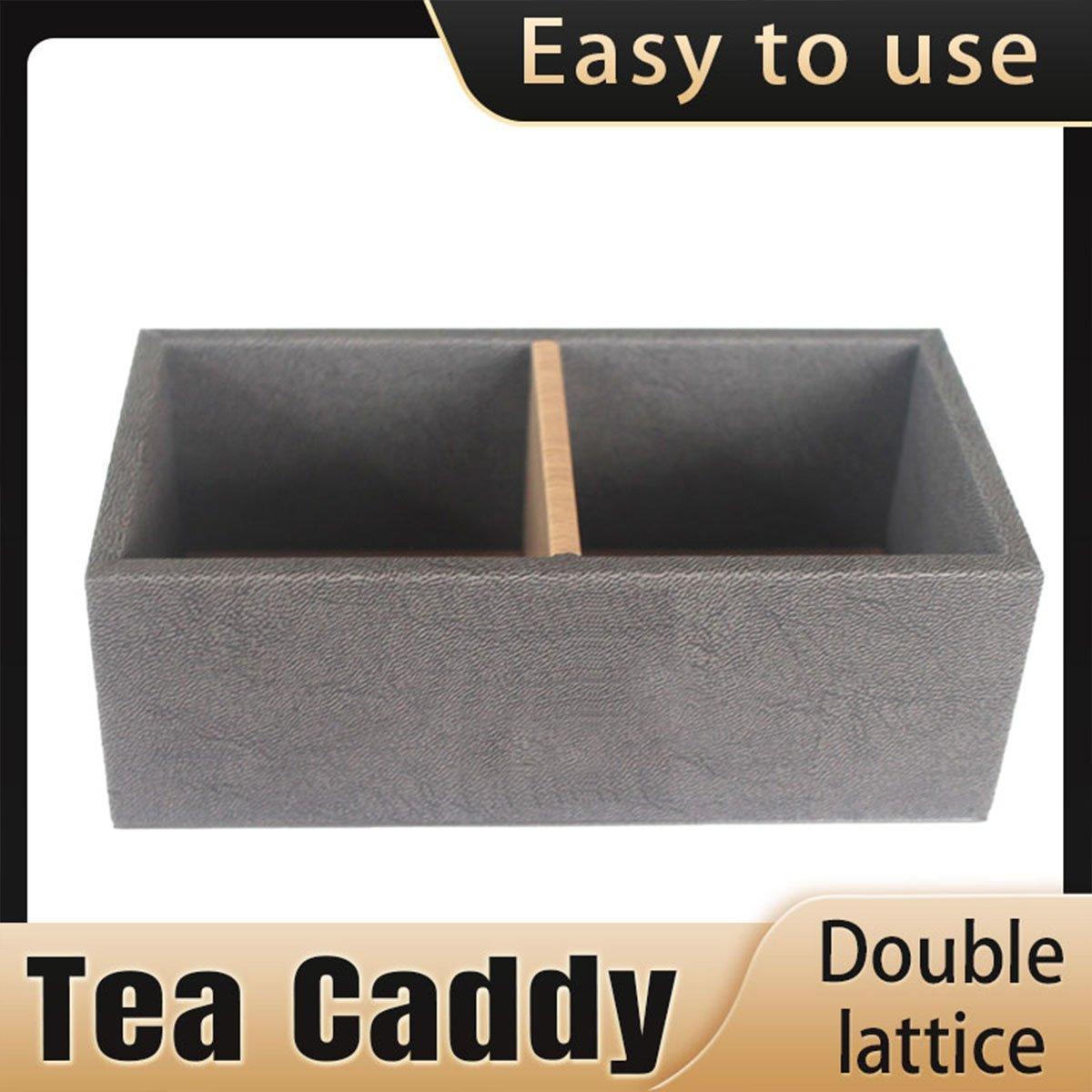 V528-TEA-BOX-165-85-55-171240-202509251604-00 Double Compartment Tea Caddy Hotel Room Storage Organizer for Tea Bags Sugar - Image 1