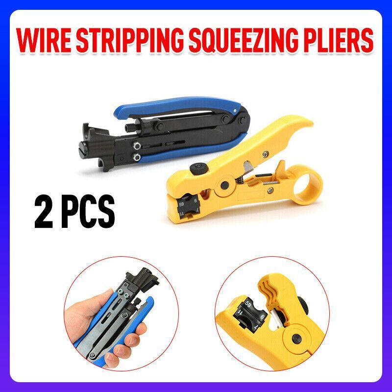 V528-TELSTRAPUNCH-376544-202509291527-00 2pcs Coaxial Cable Crimper and Wire Stripper Tool Kit for RG6 RG59 RG11 F Type - Image 1