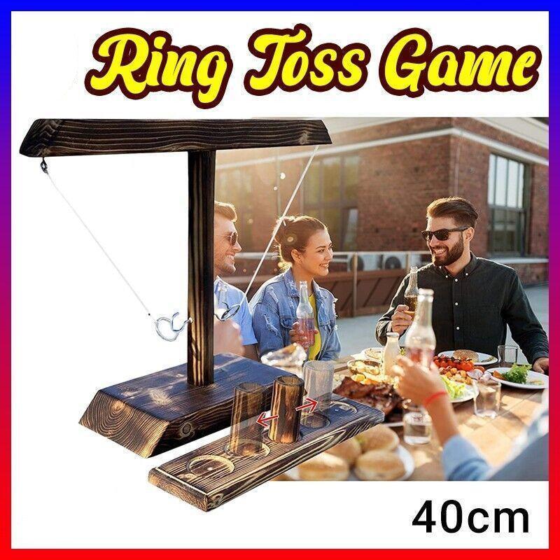 V528-THROWINGTOYS-999096-202509251246-00 Wooden Hook And Ring Toss Game With Shot Ladder Table Toy Party Indoor/Outdoor - Image 1