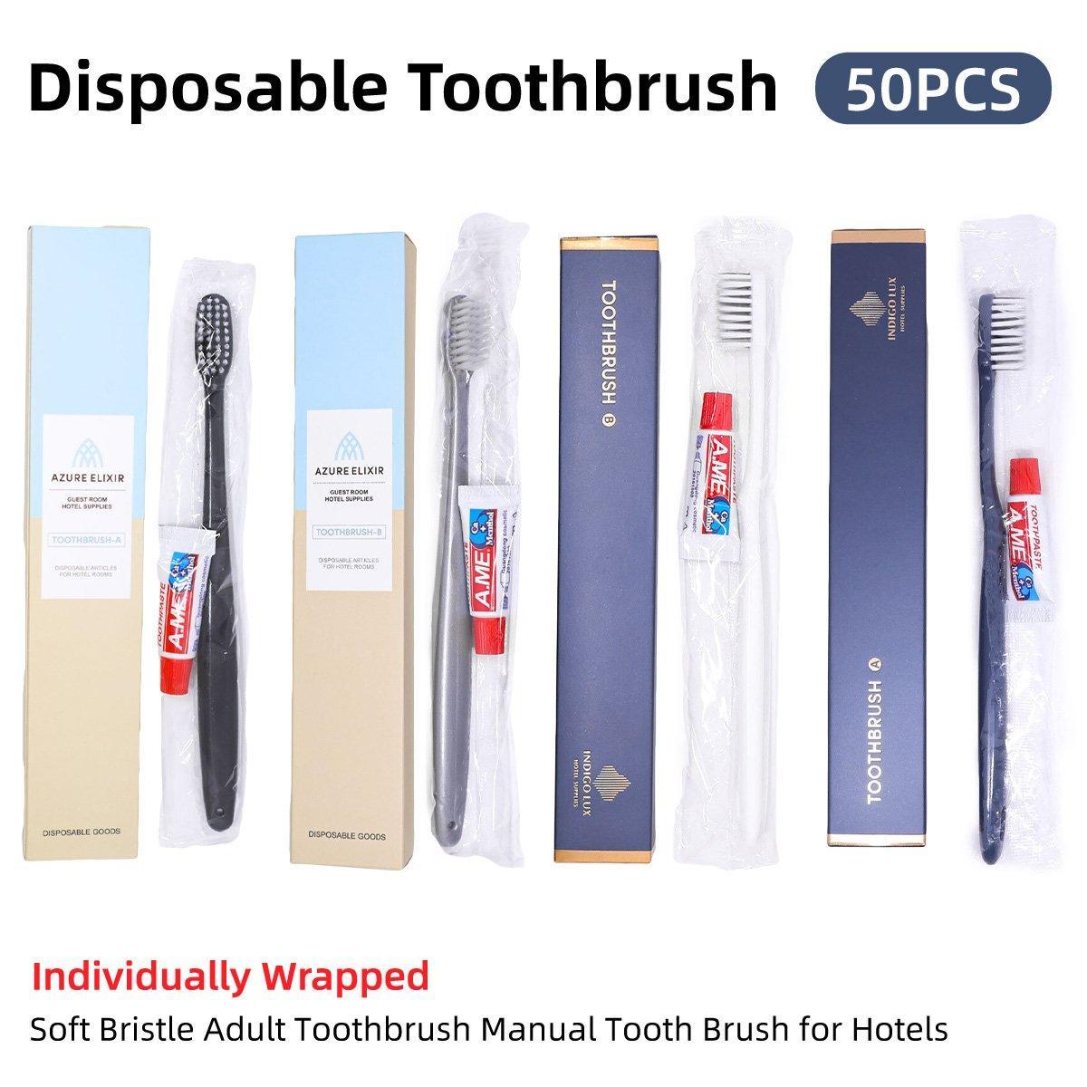 V528-TOOTHBRUSH-B-50PCS-358502-202510010809-00 Star Hotel Toiletries Toothbrush and Toothpaste Set for Guesthouse Travel Use - C - Image 1
