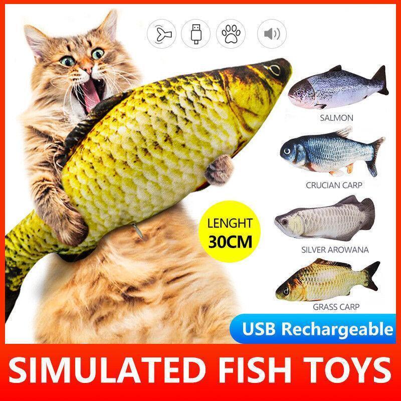 V528-TOY-CRUCIANCARP-85203-202509301836-00 Electric Dancing Fish Kicker Cat Toy Wagging Realistic Moves Usb Rechargeable Au - Crucian Carp - Image 1