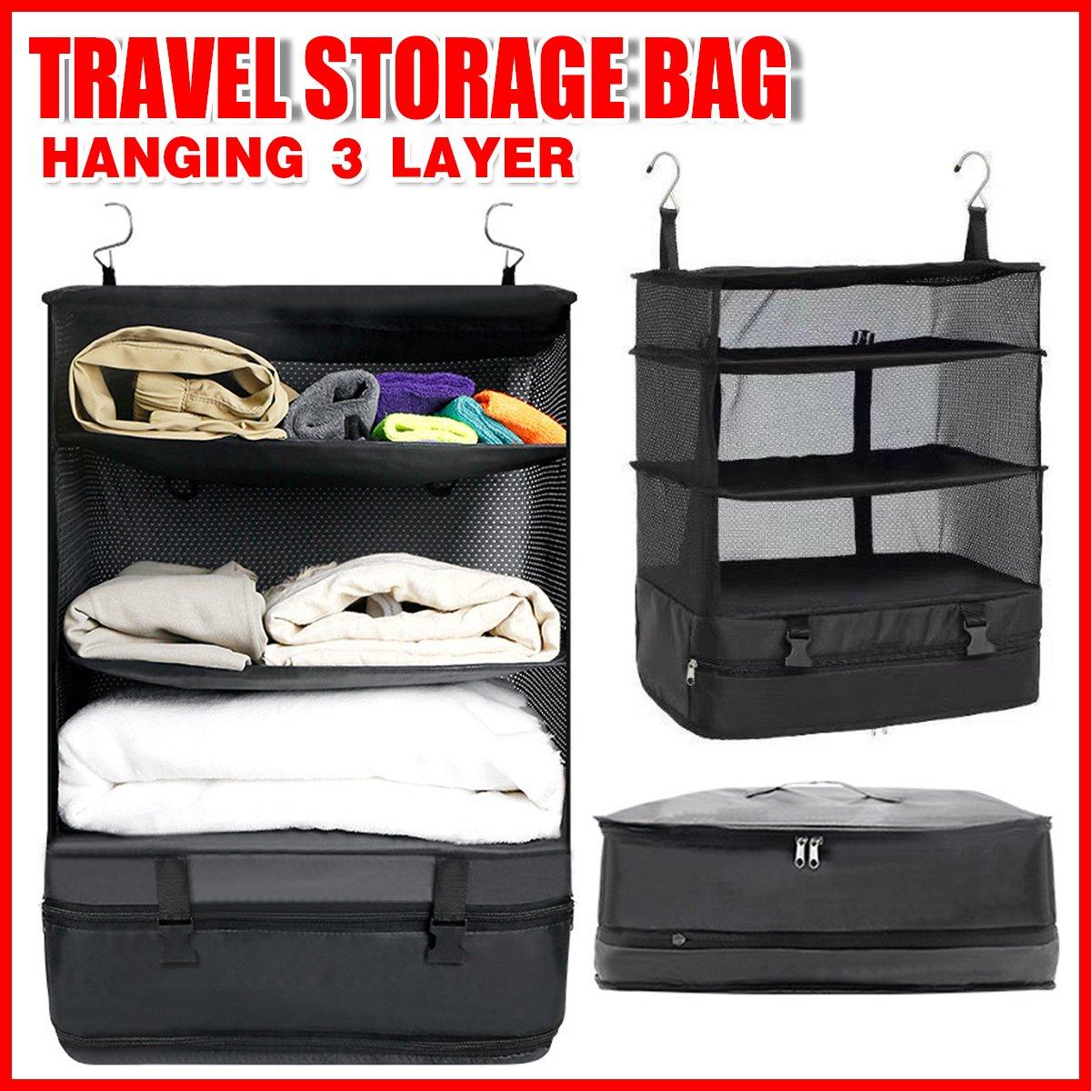 V528-TRAVEL-STORAGE-BLACK-539254-202509251115-00 Foldable Clothes Organizer Wardrobe Hanging Storage Bag Convenient Space Saver - Image 1