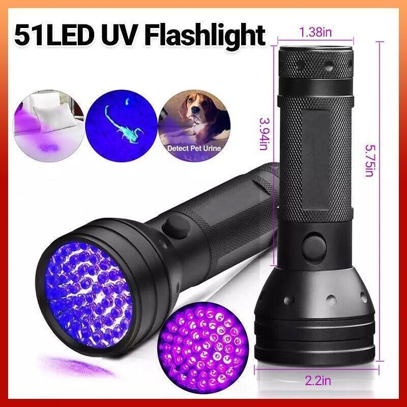 UV Torch Ultra Violet Flashlight Blacklight Light Lamp 51 Led 395 nm Aluminum