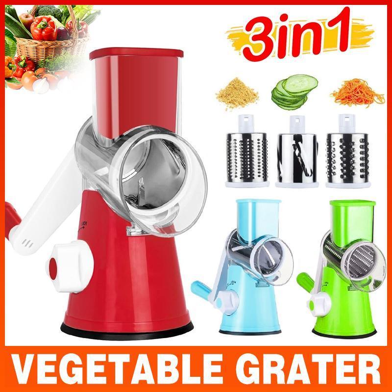 V528-VEGETABLEGRATER-GREEN-869688-202510010300-00 Kitchen Vegetable Fruit Slicer Cutter Shredder Food Manual Rotary Grater Chopper - Green - Image 1
