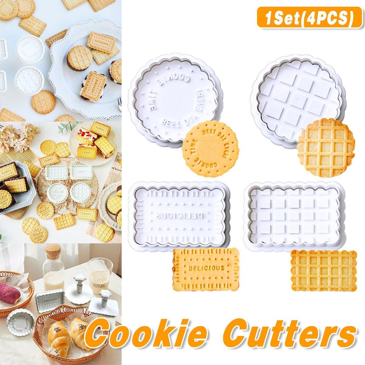 V528-WAFFLE-MOLD-4PCS-667611-202509251030-00 4PCS Plaid Cookie Stamp Set Waffle Biscuit Cutter Press Home Baking Tool Kit - Image 1