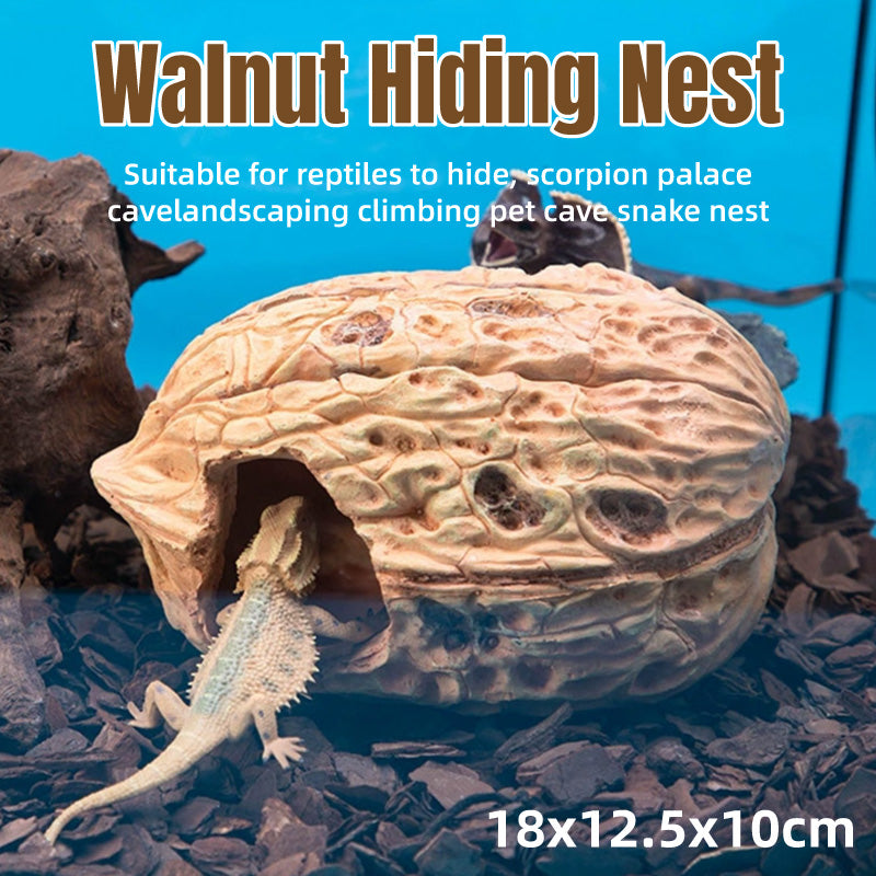 V528-WALNUT-PIT-590807-202509291809-00 Pet Climbing Shelter Simulated Walnut Resting Box Small Animal Hideaway Decor - Image 1