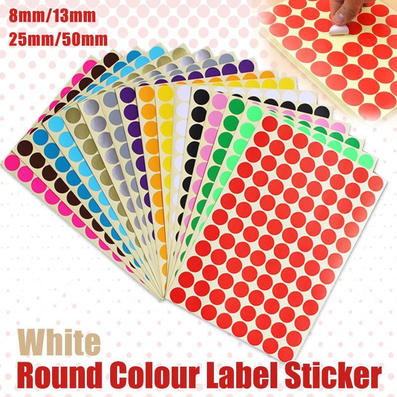 V528-WHITE-100MM2DOTS19342-202510011000-00 8/13/25/50mm Colour Sticker Dots Adhesive Round Labels Circular Scrapbooking White - 100mm*2 Dots - Image 1