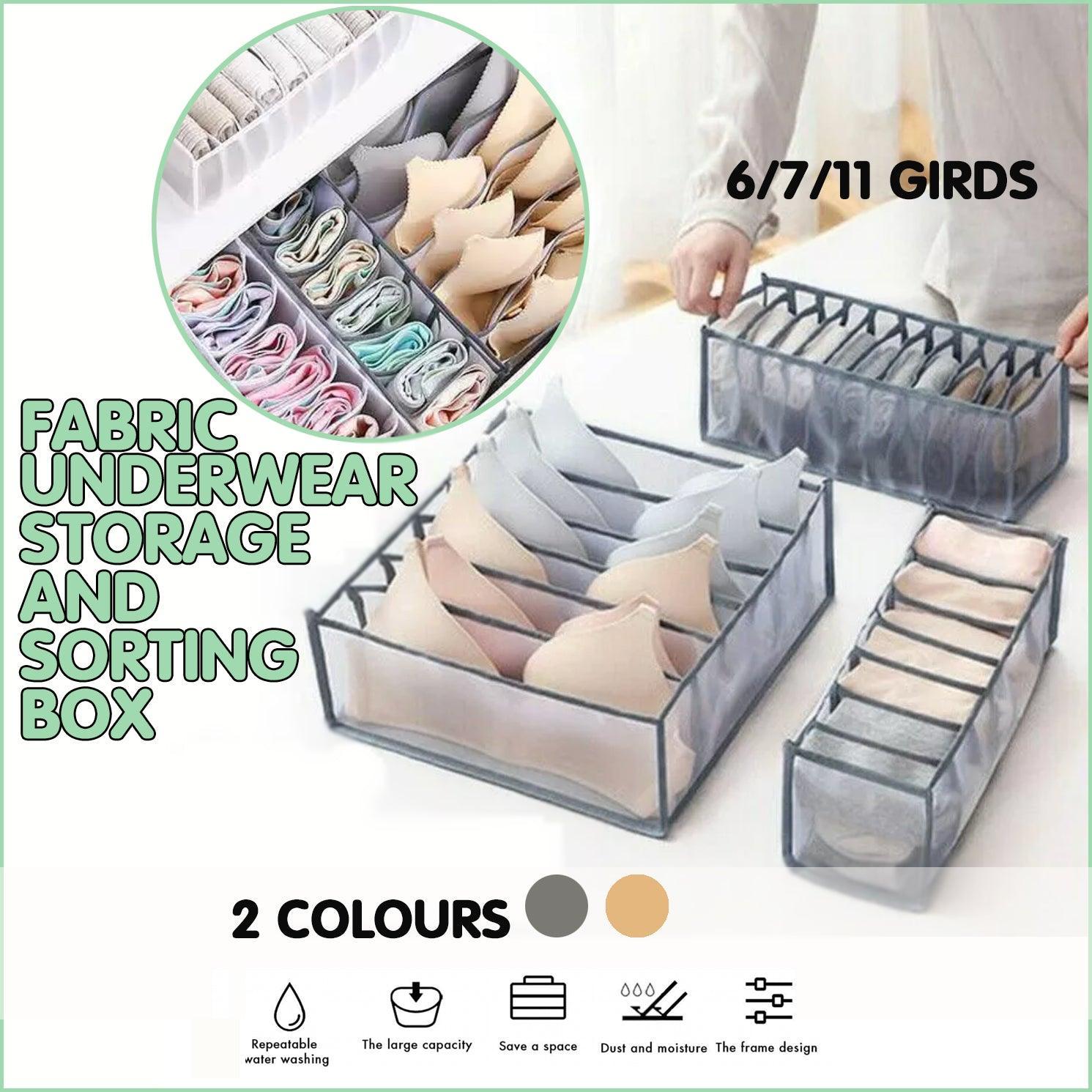 V528-WHITEWITH6BOES-6544212-202510011209-00 Foldable Drawer Organizer Divider Bra Sock Underwear Storage Closet Wardrobe - White with 6 Boxes - Image 1