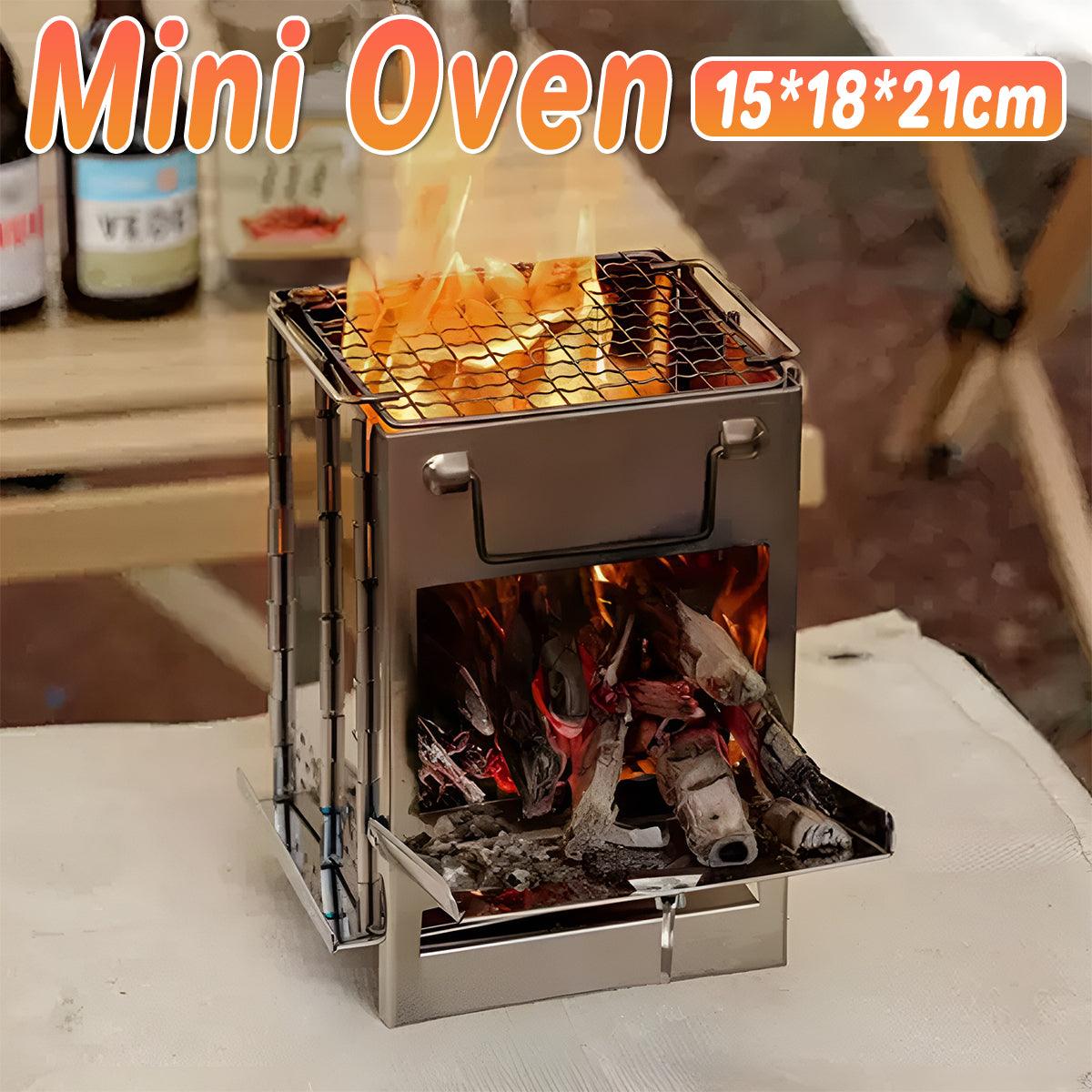 V528-WOOD-BURNING-STOVE-645821-202509251115-00 Square Wood Stove Mini Folding Grill Outdoor Camping Portable BBQ Cooking Rack - Image 1