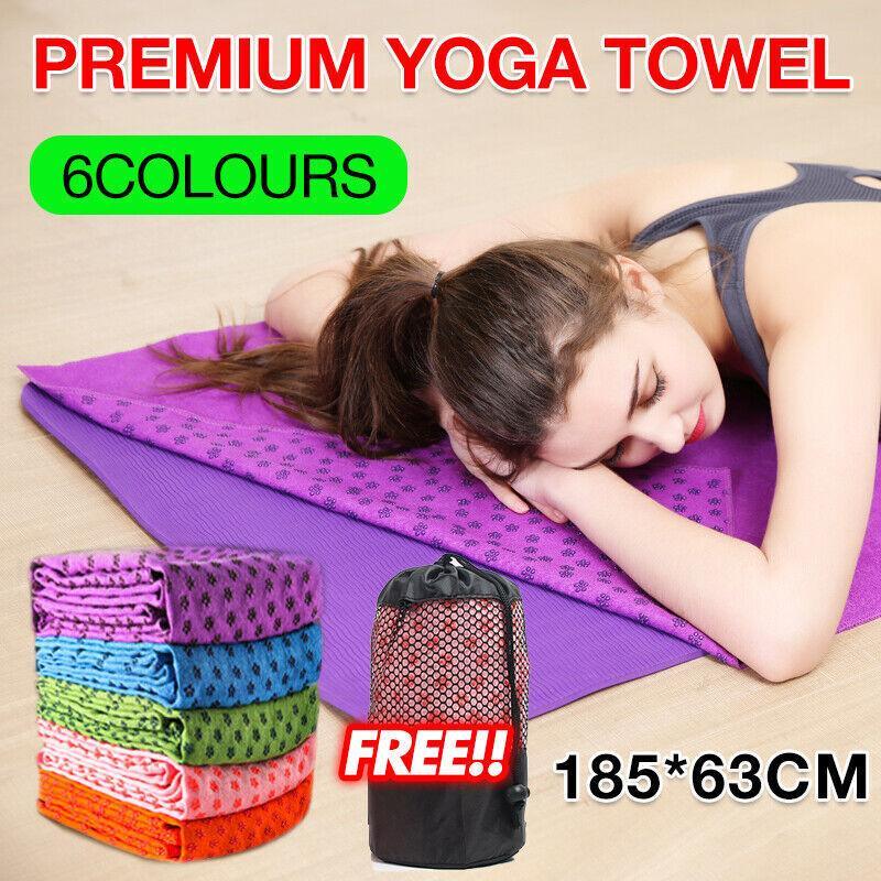 V528-YOGANON-SLIPMAT-LIGHTPURPLE-32568-202510010427-00 Non Slip Yoga Towel Mat Microfiber Fitness Gym Exercise Blanket with Carry Bag - Light Purple - Image 1