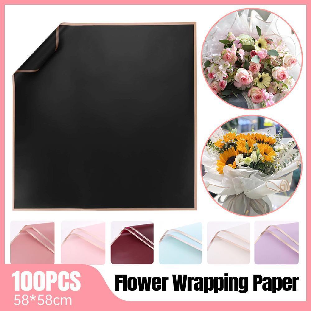 V528-ZK00096-PINK-100PCS-776473-202510010645-00 100PCS Waterproof Flower Gift Wrapping Paper Florist Bouquet Craft Packaging - Pink - Image 1