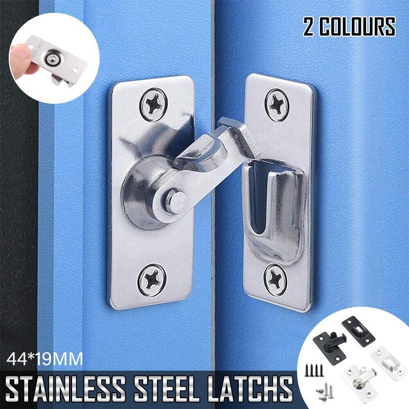 V528-ZK00427-SILVER-2PCS-892225-202509302327-00 90 Degree Sliding Door Lock Hasp - Stainless Steel Corner Latch - Silver-2PCS - Image 1
