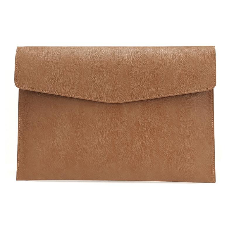 V562-1002691060DBT-202508272216-00 13.3 Inch Litchi Pattern Laptop Sleeve - Light Brown Pu Leather - Image 1