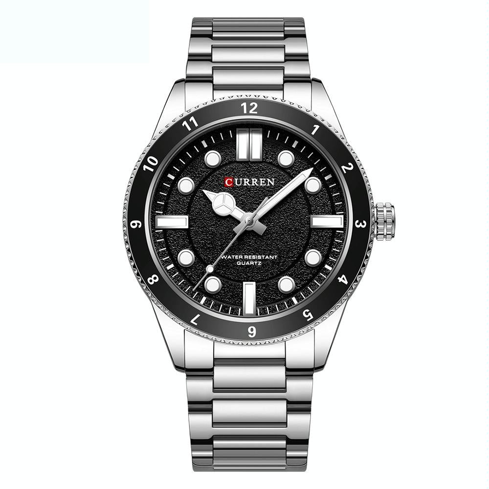 V562-1067934060DBT-202508280431-00 Men Steel Strap Business Quartz Watch - Sporty Design - White Shell Black - Image 1