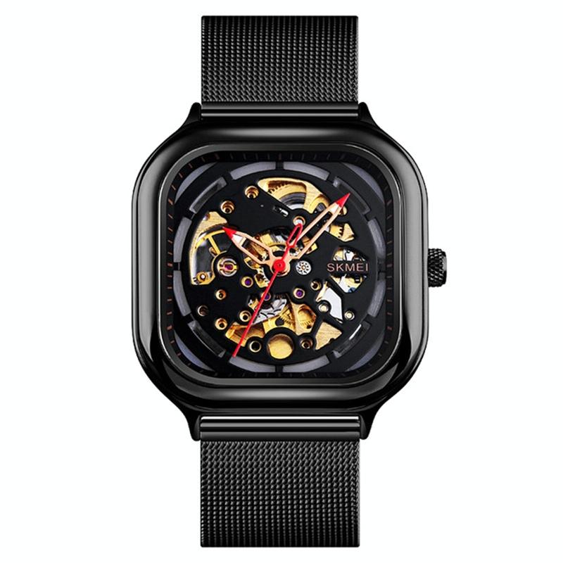 V562-1075216240DBT-202508271145-00 Men Automatic Tourbillon Watch with Mesh Strap - Black - Image 1