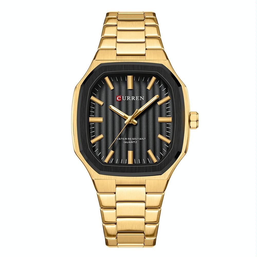 V562-1095934060DBT-202508281253-00 Men Quartz Watch with Steel Strap for Business - Golden Shell Black - Image 1