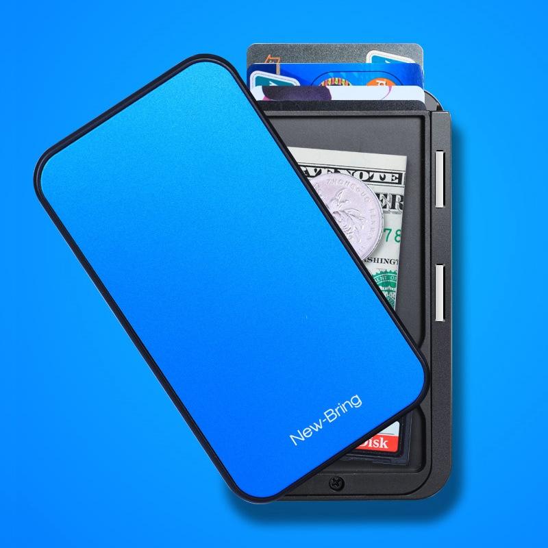 V562-2064477850DBT-202508280025-00 Rfid Blocking Metal Card Holder Automatic Shift Anti Theft Waterproof Blue - Image 1