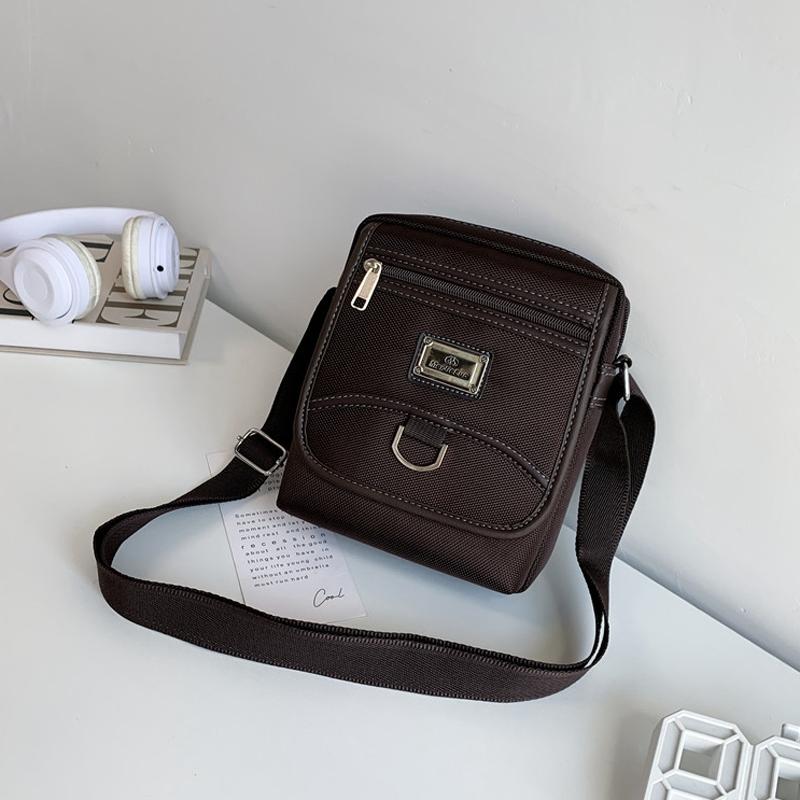 V562-3017563060DBT-202508282252-00 Compact Black Oxford Shoulder Crossbody Backpack With Single Strap For Men - Brown Large - Image 1