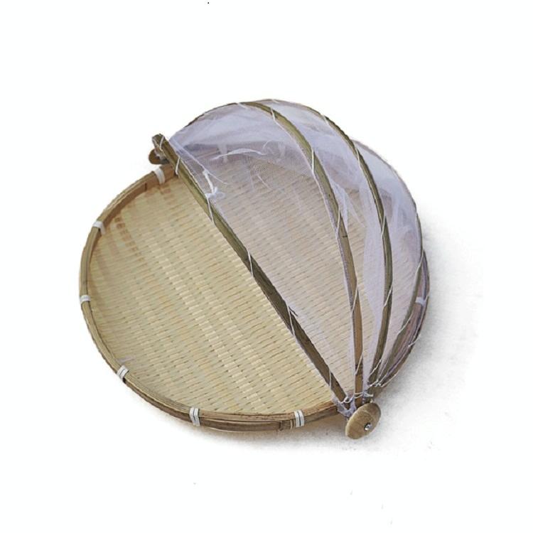 Small Round Bamboo Woven Dustpan Basket for Household Storage - 30cm